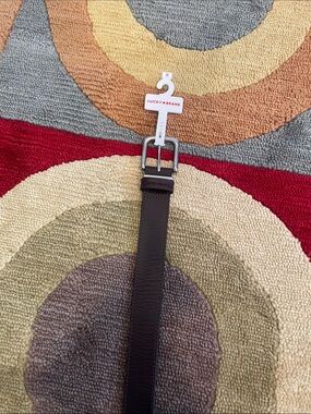 NWT Lucky Brand Men’s Dark Brown Leather Belt with Large Silver Buckle, Sz 32